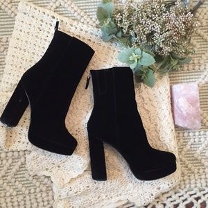 Black velvet platform heels boho sexy